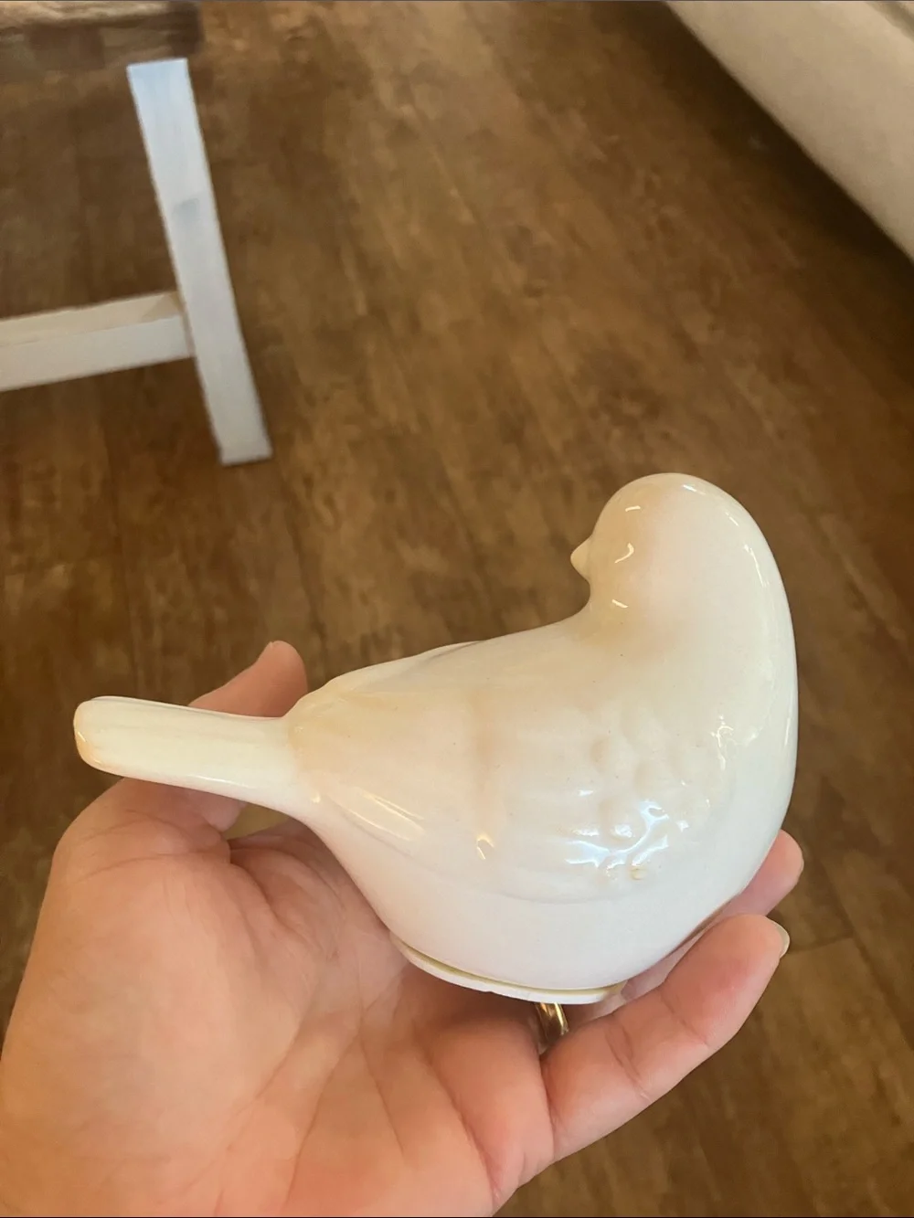 Glossy White Ceramic Bird Figurine - Decorative Home Accent